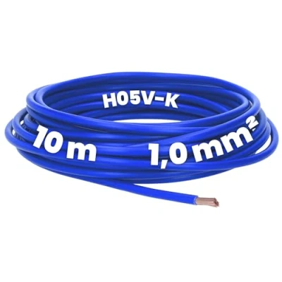 Image de Kalitec Câble de Câblage H05V K 1 mm² bleu foncé 10 m Flexible En PVC Toron fin unique monofil