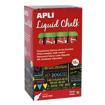 Image de APLI 16903 Marqueurs à craie effaçable, 5,5 mm, liquide pointe ronde, vert