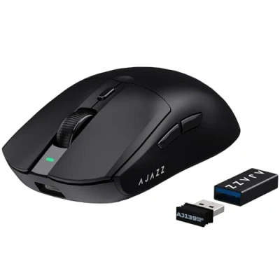 Image de ATTACK SHARK AJAZZ AJ139PRO Souris de Jeu sans Fil, Ultra légère (65g), capteur PAW3395, 26000 DPI, 4KHz, 2,4 GHz/USB C, Esports Filaire, 6 Boutons Programme, Batterie 700h, PC/Mac Noir