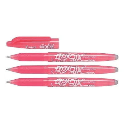 Image de Pilot Lot de 3 Stylos roller encre gel effaçable FRIXION BALL 07 pointe moyenne rose corail