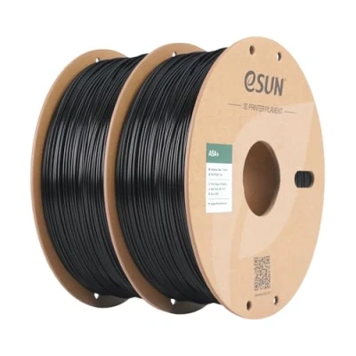 Image de eSUN Filament ASA+ 1.75mm, Résistant aux Intempéries, 1KG par Bobine, 2 Bobines pour Imprimantes 3D,Noir+Noir