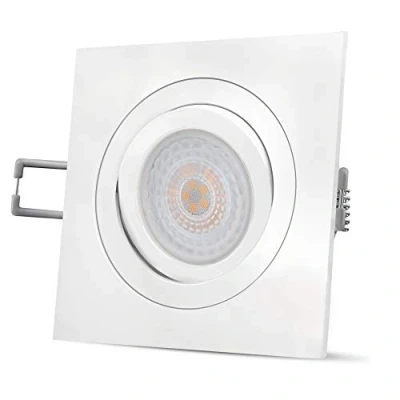 Image de SSC LUXon QF 2 Spot de plafond LED encastrable 5 W blanc chaud 230 V &amp; orientable Four STEP carré et extra plat