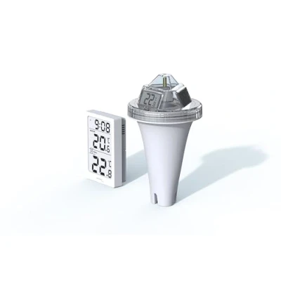 Image de WS9079 Thermomètre de piscine numérique sans fil avec station, mesure la température l&#039;eau et transmet les données à station via radio, également intérieure