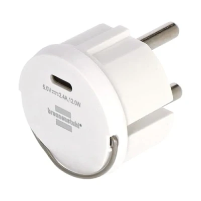 Image de Brennenstuhl Adaptateur de Prise USB C (Chargeur à Brancher dans Un nid Prises, 2,4 A, Compatible avec Prises IP44 et Enrouleur câble Design Plat)