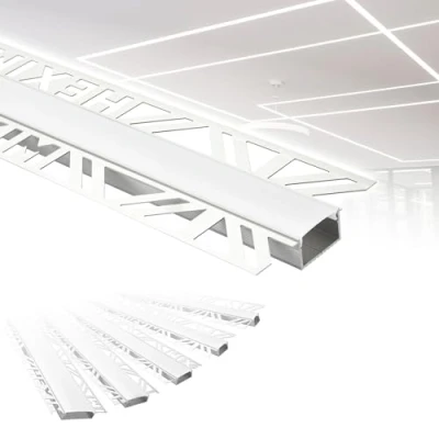 Image de HEXIM Profilés LED Aluminium, Profilé encastré sous cloison sèche avec couvercle opale, Largeurs variées (40 Mètres, 20mm Largeur lumineuse) Installation facile