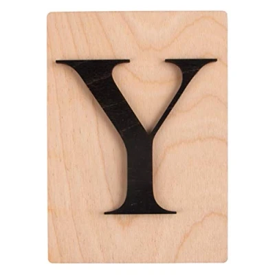 Image de Rayher 63116576 Tuile en bois Lettre Y, 1 pce., FSC Mixed Credit, noir, 10,5 x 14,8 cm, épaisseur 4 mm, effet 3D, décoration d’intérieur, arts créatifs