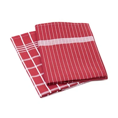 Image de Gözze Lot de 4 Torchons, 100% Matériaux recyclés (65% coton et 35% polyester), 50 x 70 cm Rouge