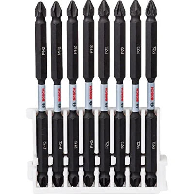 Image de Bosch Accessories Professional 8 pièces Pack d&#039;Embouts de Vissage Double Tête (Impact Control, PH/PZ Bits, Longueur 110mm, Pick and Click, Accessoires visseuse à percussion) 2608522348 Framboise
