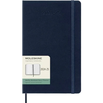 Image de Moleskine Weekly Planner 2024 2025, Agenda Hebdomadaire 18 Mois 2025 avec Espace Pour Notes, Couverture Rigide et Fermeture Élastique, Format Large 13 x 21 cm, Couleur Bleu Saphir