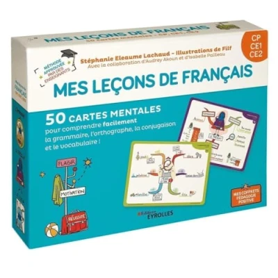 Image de Mes leçons de français CP, CE1, CE2: 50 cartes mentales pour comprendre facilement la grammaire, l&#039;orthographe, conjugaison e... Livre d’occasion