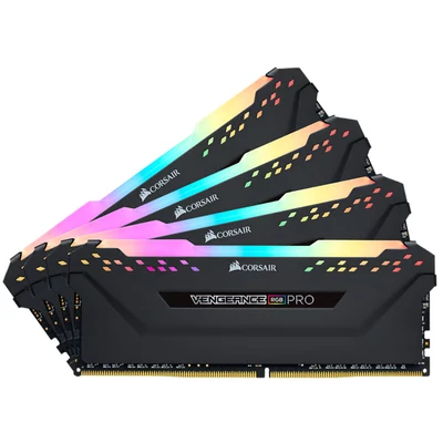 Image de Corsair Vengeance RGB PRO Kit de Mémorie Enthousiaste (32Go (4x8Go), DDR4, 3200MHz, C16, XMP 2.0) Eclairage LED dynamique Noir
