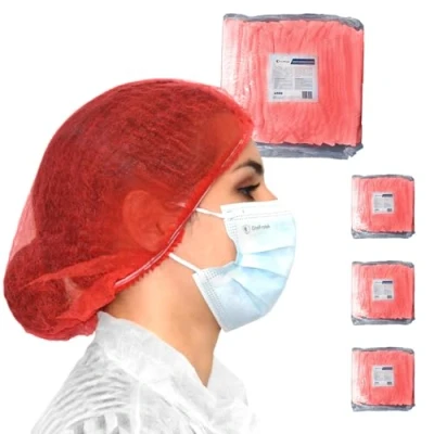 Image de Charlotte cheveux jetable 400 charlottes jetables OneProtek (Rouge) pour usage Alimentaire Restauration et Médical, 53 cm, Respirantes Résistantes un confort longue durée