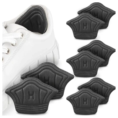 Image de SULPO 4 paires coussinets de talon pour chaussures Autocollants grâce à des adhésifs puissants Inserts en coton et éponge (noir, 5 mm)