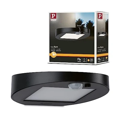 Image de Paulmann 94246 Ryse Applique murale solaire LED d&#039;extérieur avec 1 ampoule de 1,2 W Anthracite Plastique 3000 K Blanc chaud