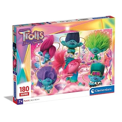 Image de Clementoni 29069 Puzzle Trolls 3 180 Pièces Super Jeu Educatif, de Réflexion et Patience Image Qualité 48,5 x 33,5 Cm À Partir 7 ans