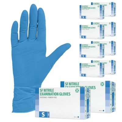 Image de gants en nitrile 1000 pièces 10 boites (S, Bleu) d&#039;examen jetables, sans poudre, latex, non stériles, cuisine sanitaire, de nettoyage, médicaux, tatouage, à usage unique