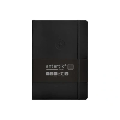 Image de Antartik Cahier avec élastique notes couverture souple A5 feuilles quadrillées noires 80 g fsc.