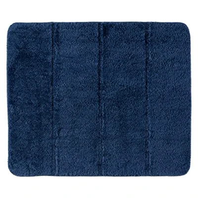 Image de WENKO Tapis de Bain Steps Bleu Marine 55 x 65 cm Bain, Antidérapant, qualité exceptionnellement Douce et Dense, Polyester, cm,