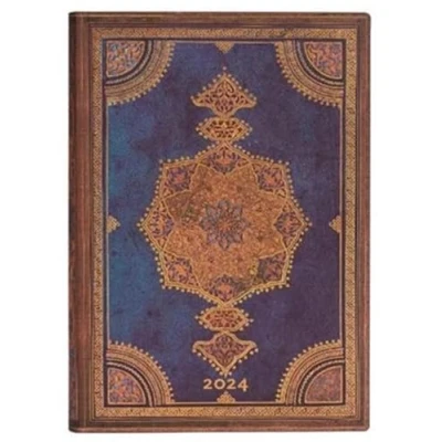 Image de Sélection de papeterie Varzi depuis 1956 Agenda Paperblanks 2024, 12 mois Flexis, Midi, Quotidien, Art la Reliure Safavita, Indigo 12,5 x 17,5 cm
