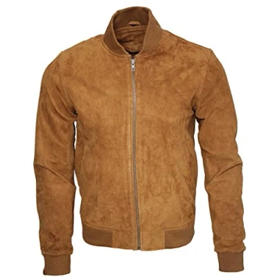 Image de Les Hommes Bronzer en Cuir de Chèvre Bomber Varsity Veste L