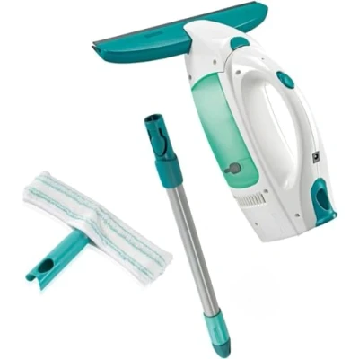 Image de Leifheit Kit aspirateur à vitres Dry &amp; Clean avec manche et mouilleur, lave vitre sans traces, nettoyeur multi usages, portable, autonomie jusqu&#039;à 38 minutes