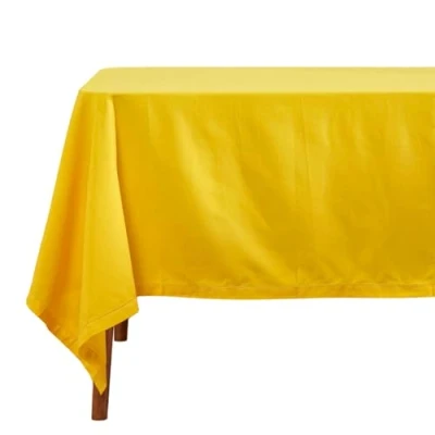 Image de HOMESCAPES Nappe de Table rectangulaire, Linge en Coton uni Jaune 137 x 178 cm