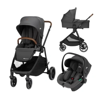 Image de Bebeconfort Luvia Trio, Poussette 3 en 1, 0 4 ans (0 22 kg), bébé, Siège auto Nacelle, Pliage intelligent, Guidon réglable, Absorption des chocs sur les roues, Mineral Graphite