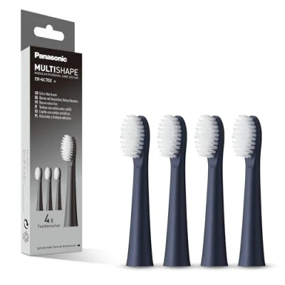 Image de Panasonic MULTISHAPE ER 6CT02A303 Têtes de Brosse à Dents Remplacement, 4 X Extra Fine Tête Electrique Compatible avec le Système