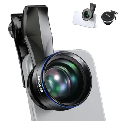 Image de NEEWER Téléobjectif 60 mm avec Filetage de 17 pour Objectif téléphone et Anneau Adaptateur Filtre 67 mm, grossissement 2X Compatible iPhone Samsung, LS 41 Pro