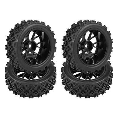 Image de Kuuleyn Pneus de Remplacement, 4 pièces/Ensemble Jante Roue Pneu en Caoutchouc véhicule Tout Terrain Course pour Hsp Redcat dépasser la Voiture Rc Traxxas Tamiya Hpi 1/10(Noir)