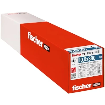 Image de fischer Vis de Renfort Powerfull FPF II CHTF 10,0x380 revêtement zingué, Filetage Total, tête cylindrique avec Empreinte Torx/Boîte 25