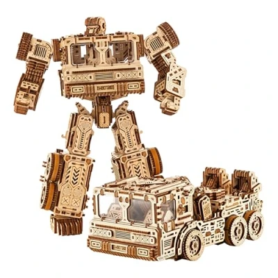 Image de Wood Trick Timbertron Robot et Camion Puzzle 3D en Bois à Construire pour Adultes Enfants Roule jusqu&#039;à 2,74 m de Long Modèles Bois, Projet Technique Bricolage Technique,