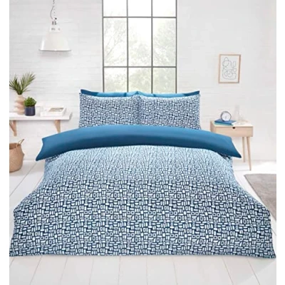 Image de Rapport Home Parure de lit en Microfibre avec Housse Couette et taies d&#039;oreiller incluses Bleu King Size
