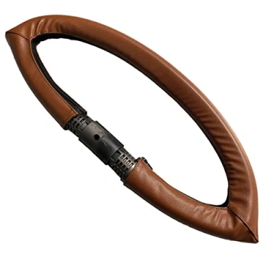Image de Housse de poignée poussette en cuir synthétique compatible avec Stokke Xplory V4/V5, manchon landau amovible fermeture éclair, hydrofuge (marron)