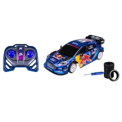 Image de Nikko RC 10403 M Sport Ford Puma #8 Tänak 28 cm, détails réalistes avec kit supplémentaire de pneus et Tournevis, Voiture Rallye télécommande 2,4 GHz, portée 30 m, à partir 6 Ans,