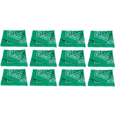 Image de PURECITY Lot Grossiste 12 Bandana Foulard Coton Motif Paisley Cachemire Plusieurs Coloris Disponibles (18# Vert)