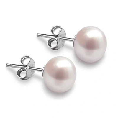 Image de VIKI LYNN Boucles d&#039;Oreilles Perles Clous Fantaisie Bijoux Femme en Perle Blanche d&#039;Eau Douce et Argent 925 Classique Raffiné Idée Cadeau Noël