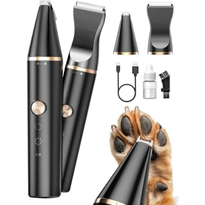 Image de oneisall Tondeuse pour chien Rasoir Chiens Chat faible bruit tailler les poils de autour des pattes, yeux, oreilles, du visage