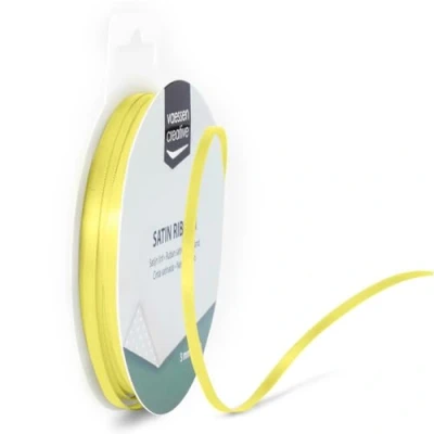 Image de Vaessen Creative Ruban de satin double, Pastel Jaune, 3mm, Tissu, Taille Unique, Set 10 Pièces