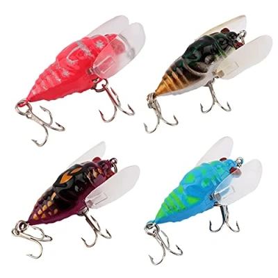 Image de Alomejor Leurre de pêche artificiel Mini insecte Cigale Shapr Leurres Bass Appât d&#039;eau douce pour la en eau douce, couleur aléatoire