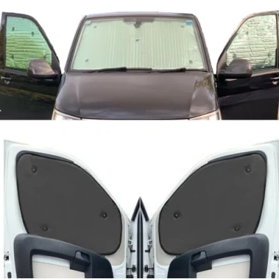 Image de Stores Thermiques Compatible avec Iveco Daily (2014 Date)(Ensemble Avant) Couleur de la Doublure Charbon, Réversible