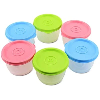 Image de Récipient à Vinaigrette 6 Pièces 160 ml Sauce Salade Tasses Réutilisable Boîtes de Conservation avec Couvercle
