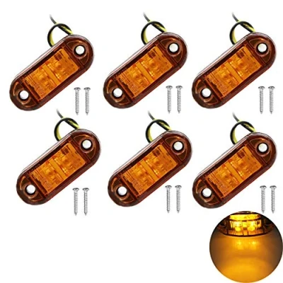 Image de PolarLander 6pcs 24v 12v Ambre LED Feu de Position latéral gabarit Lumière pour Camion Remorque Jaune