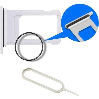 Image de MMOBIEL Support de Carte Sim Compatible avec iPhone SE 2022 / 2020 Série 8 Inclut Un Joint en Caoutchouc et Une Broche Blanc