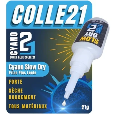 Image de Super Glue SLOW DRY Ammo Mig Colle21, flacon de 21 gramme, cyanoacryle pour une prise plus lente 10 15 sec. 21g avec canule précision modélisme et bricolage.