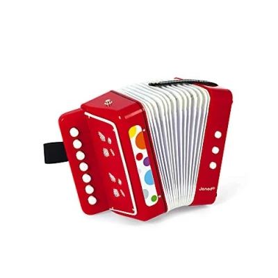 Image de Janod Accordéon à Soufflet Confetti Instrument de Musique Enfant Jouet d&#039;Imitation et d&#039;Éveil Musical Sangle maintien Rouge Dès 3 Ans, J07620