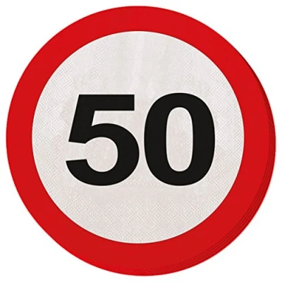Image de Panneau de signalisation serviettes 50 ans 20 pièces