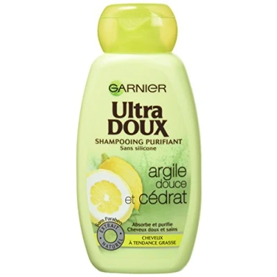 Image de Garnier Ultra Doux Shampooing Purifiant pour Cheveux Gras Argile Douce/Cédrat 250 ml