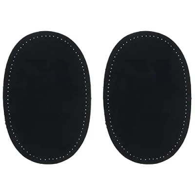 Image de ZUPAYIPA Lot de 2 patchs ovales en tissu à coudre pour coudes, genoux, pulls, pantalons, loisirs créatifs et couture (tissu daim, noir)