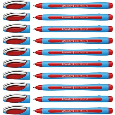 Image de Schneider Slider Memo XB Stylo bille (avec capuchon, Pointe extra large (XB)) Rouge, Lot de 10